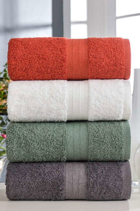 Aucune Juego de 4 toallas de mano - 50 x 85 cm - Blanco, Verde, Antracita, Naranja Aucune Juego de 4 toallas de mano - 50 x 85 cm - Blanco, Verde, Antracita, Naranja